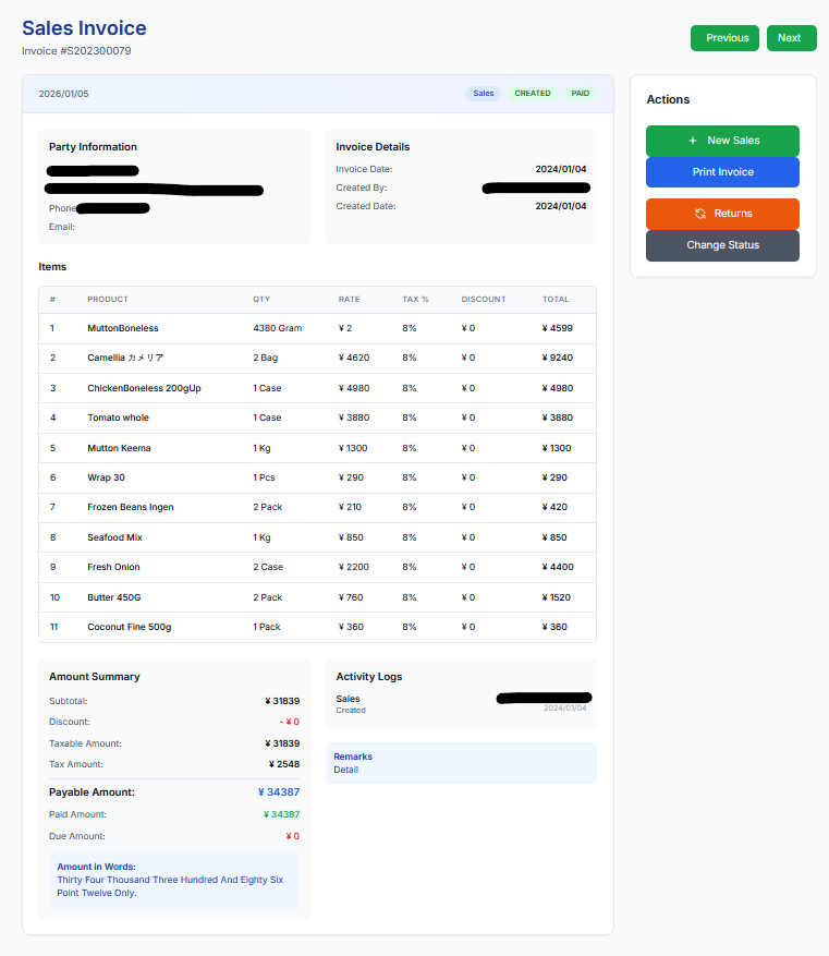 SmartFoxLedger Invoice